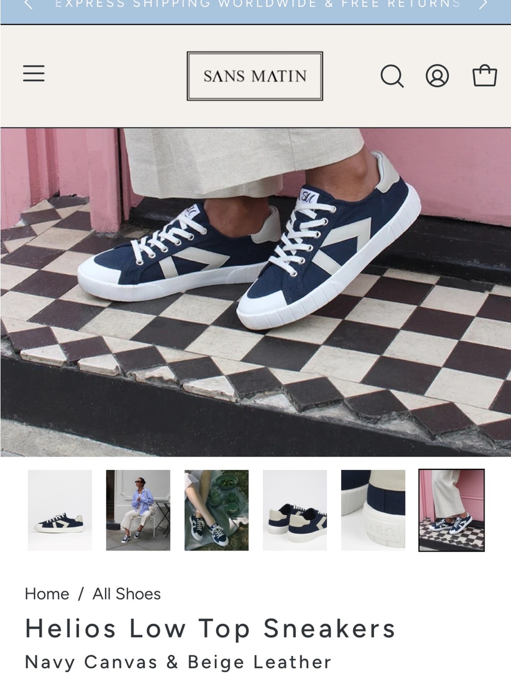 Helios Low Top Sneakers - Navy & Beige